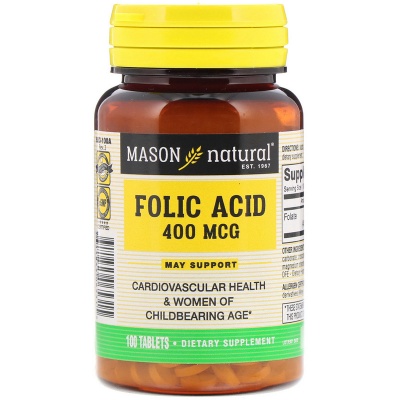 Фолиевая кислота Mason Natural 400 мг 100таблеток