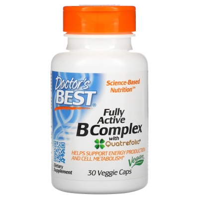 Витамины Doctor's Best комплекс активных витаминов B с Quatrefolic 30 капсул