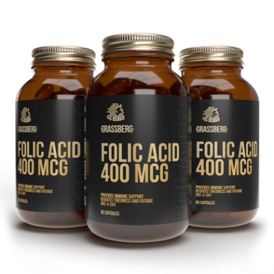 Витамины GRASSBERG Folic acid 400мкг 60 капсул