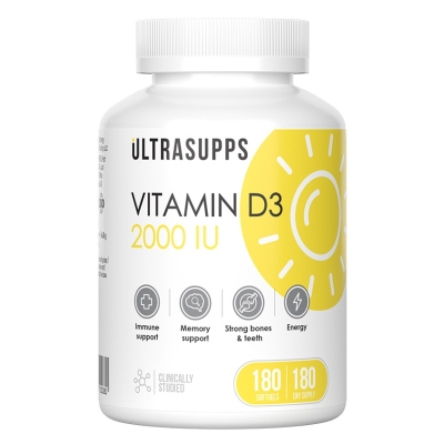 Витамины UltraSupps Vitamin D3 2000МЕ 180 капсул