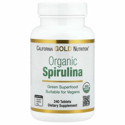 Антиоксидант California Gold Nutrition Organic Spirulina 500 мг 240 таблеток